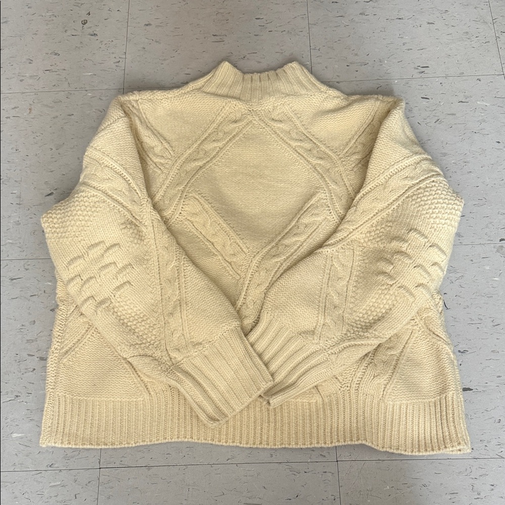Aelfric Eden Cream Cable Knit Turtleneck Sweater